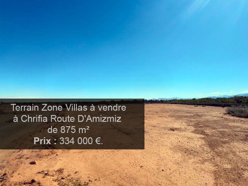 Terrain constructible de 875 m² à Chrifia, Marrakech – Idéal pour villa Terrain de 875 m² à vendre à Chrifia, Marrakech, titré et viabilisé